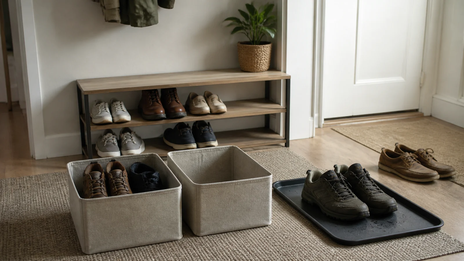 Seasonal Shoe Storage for a Small Entryway